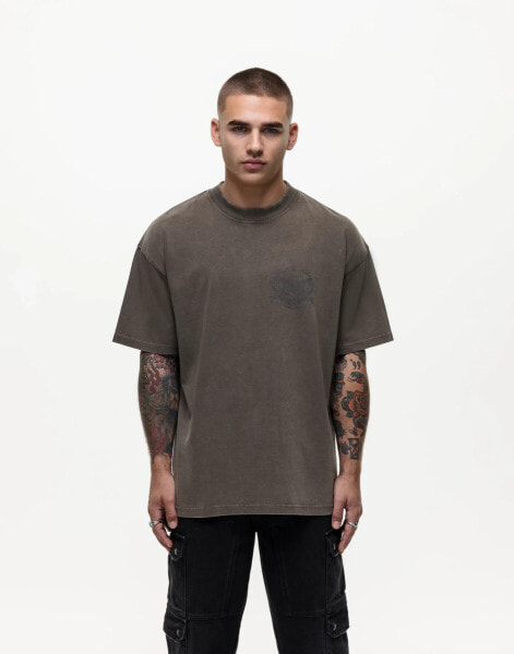 Good For Nothing oversized t-shirt with angel back print in brown