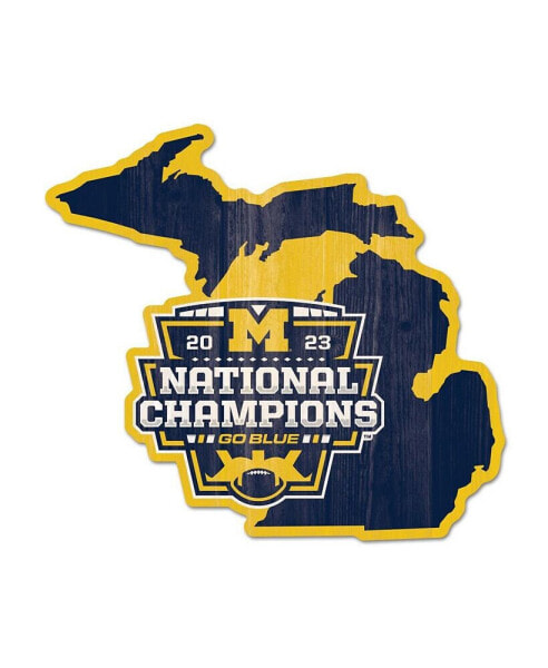 Michigan Wolverines College Football Playoff 2023 National Champions 11" x 17" State-Shaped Wood Sign