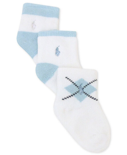 Ralph Lauren Baby Boys Argyle Crew Socks, Pack of 3