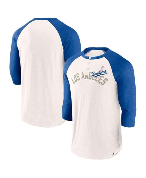 Men's White, Royal Los Angeles Dodgers Backdoor Slider Raglan 3/4-Sleeve T-shirt