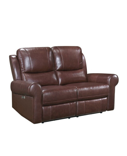 White Label Florentina 61" Leather Match Power with Power Headrests Double Reclining Love Seat