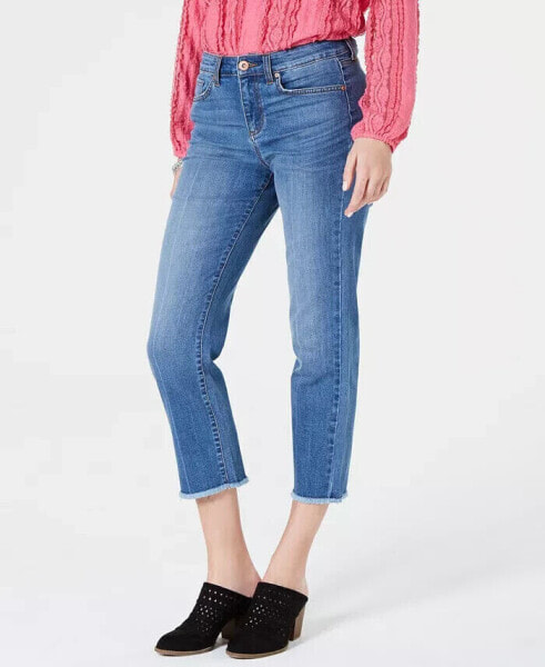 Style & Co High-Rise Cropped Frayed-Cuff Jeans Blue 10