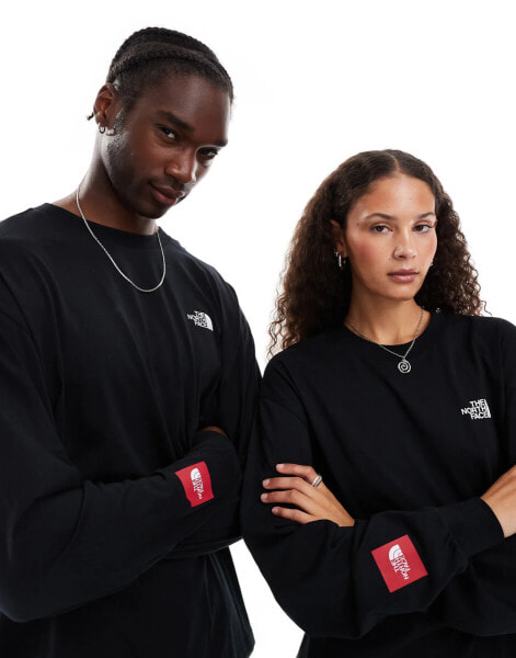 The North Face Seven Summits Axys Redbox logo oversized long sleeve t-shirt in black