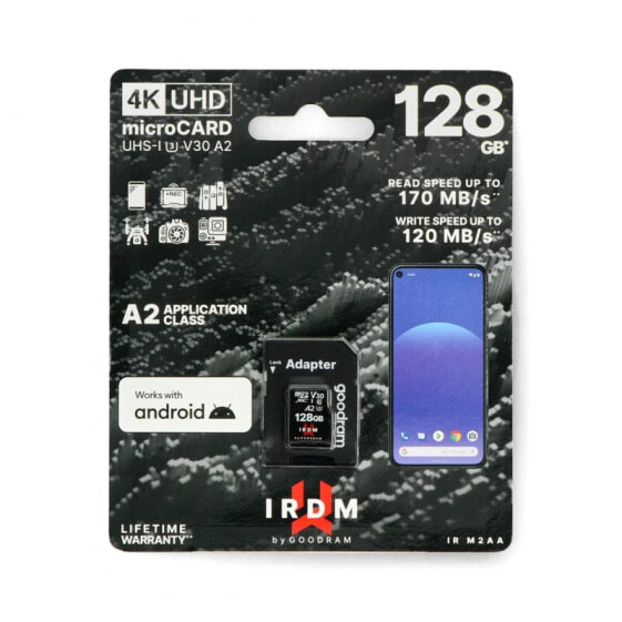 Флеш-карта Goodram IR-M2AA microSD 128 ГБ 170 МБ/с UHS-I класс U3 с адаптером