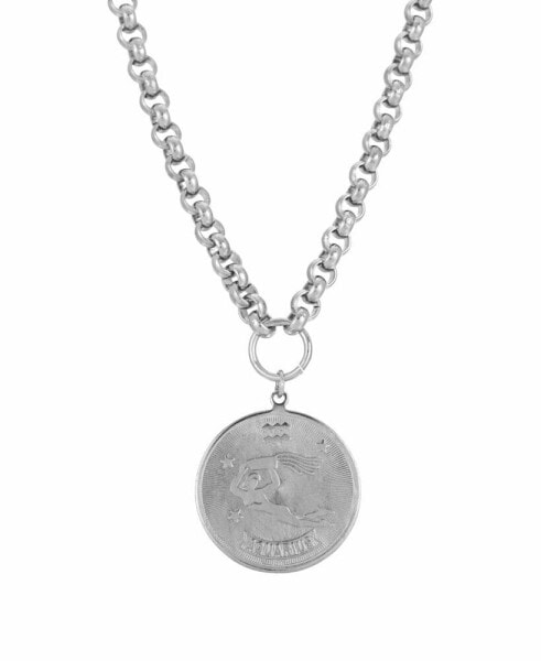 Women's Round Aquarius Pendant Necklace