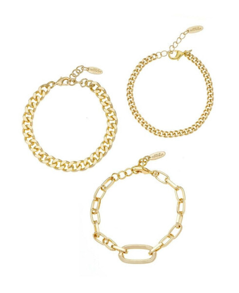 Gold Plated Chain Link Bracelet Set of 3