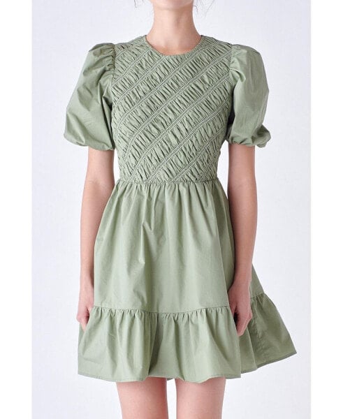 Women's Asymmetrical Smocked Mini Dress