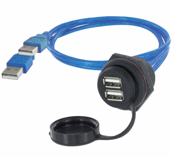 Encitech M30 Panel Contact with 2xUSB-A 2.0 + Cable, 1 m, 2 x USB A, 2 x USB A, USB 2.0, Black, Blue