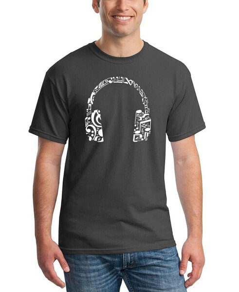 Men's Music Note Headphones Word Art T-shirt