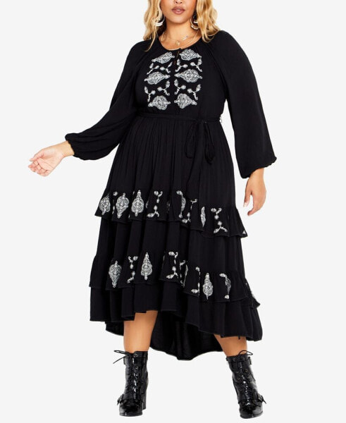 Plus Size Amahle Embroidered Maxi Dress