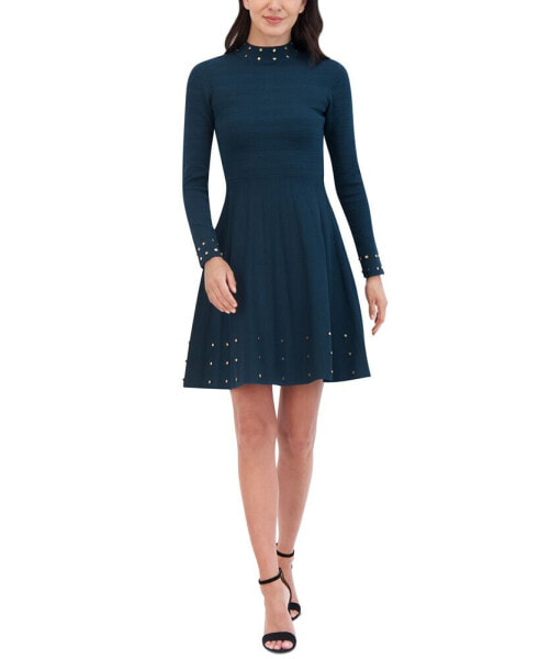 Women's Embellished Mock Neck Dress