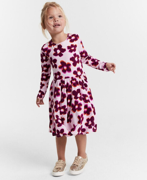 Girls Blurred Floral-Print Skater Dress, Created for Macy's