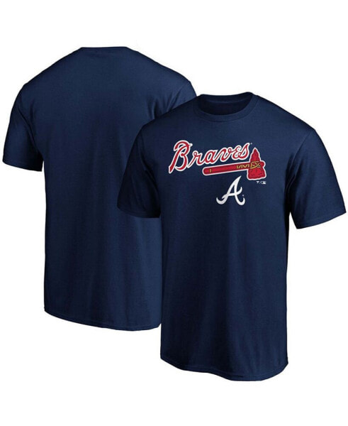 Men's Navy Atlanta Braves Team Logo Lockup T-shirt