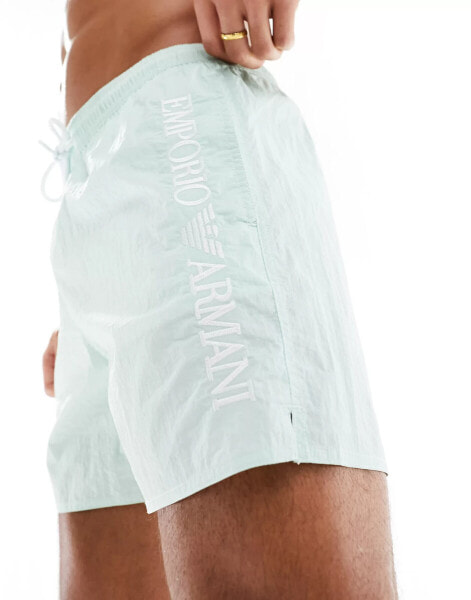 Emporio Armani Bodywear logo swim shorts in peppermint blue