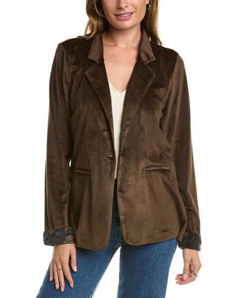 Bobeau Velour Blazer Women's Brown Xs