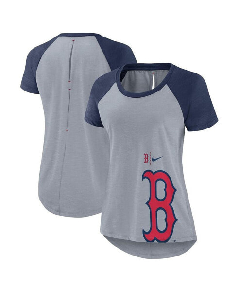 Women's Heather Gray Boston Red Sox Summer Breeze Raglan Fashion T-shirt