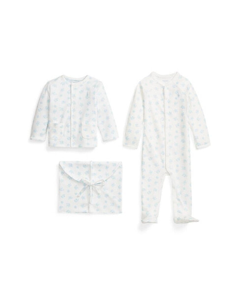 Baby Girls or Boys Organic Cotton Gift Set, 3 Piece