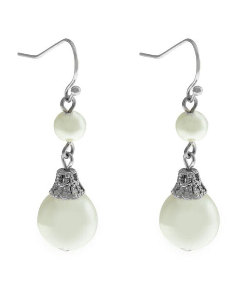 Double Imitation Pearl Drop Wire Earrings