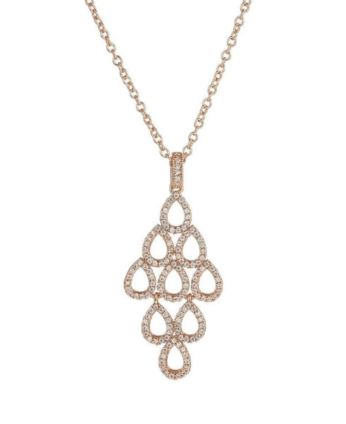 Rose Tone Layered Chandelier Pendant Necklace