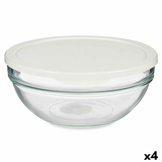 Круглая коробочка для завтраков с крышкой Chefs Белый 1,135 L 17,2 x 7,6 x 17,2 cm (4 штук)