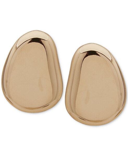 Gold-Tone Puffy Pebble Button Earrings