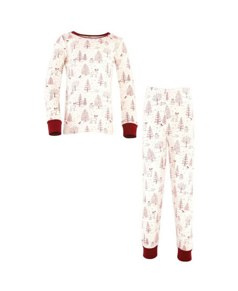 Baby Boys Baby Unisex Organic Cotton Tight-Fit Pajama Set, Winter Woodland