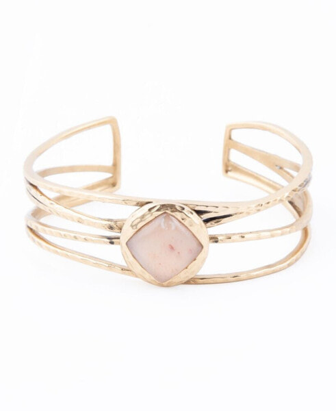 Terra Genuine Peach Moonstone Kite Cuff Bracelet