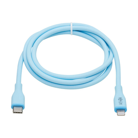 Tripp M102AB-003-S-LB Safe-IT USB-C to Lightning Sync/Charge Antibacterial Cable - Ultra Flexible - MFi Certified - USB 2.0 (M/M) - Light Blue - 3 ft. (0.91 m) - 0.91 m - Lightning - USB C - Male - Male - Blue