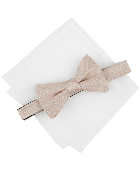 Men's Dawson Textured Bow Tie & Solid Pocket Square Set, Created for Macy's