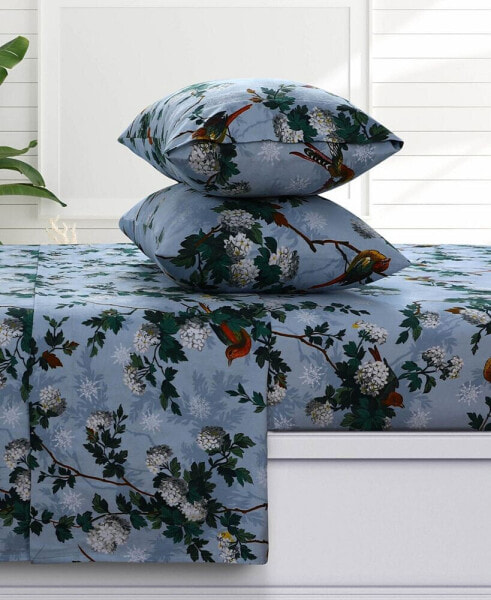 Постельное белье Azores Home Celina Floral 170-GSM Flannel Extra Deep Pocket 4 Piece Sheet Set, King