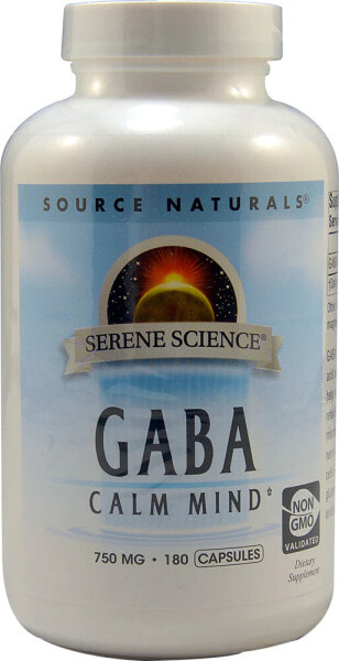 Source Naturals Serene Science GABA Calm Mind  Гамма-аминомасляная кислота 750 мг 180 капсул