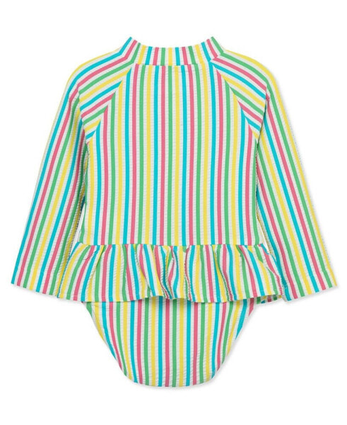 Baby Girls Rainbow Stripe Rash Guard 1-Piece Swimsuit