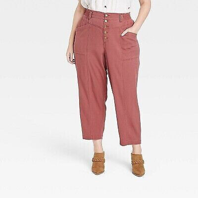 Women's Mid-Rise Tapered Fit Pants - Knox Rose Rose Red 3X