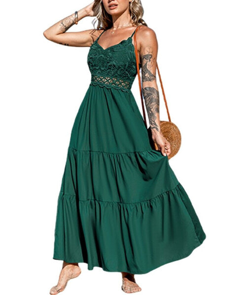 Women's Sleeveless Lace Maxi Beach Dress