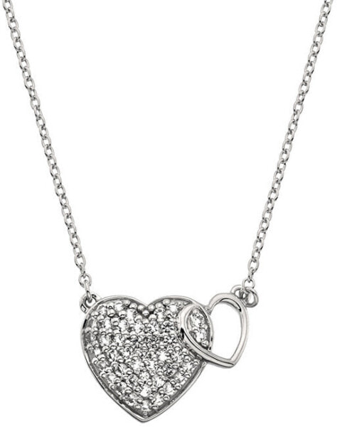 Silver necklace with genuine diamond Flora DP730
