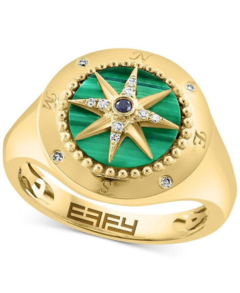 EFFY® Malachite & Diamond (1/20 ct. t.w.) North Star Ring in 14k Gold