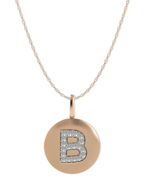 Macy's 14k Rose Gold Necklace, Diamond Accent Letter B Disk Pendant