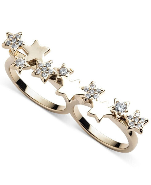 Gold-Tone Cubic Zirconia Star Two Finger Ring