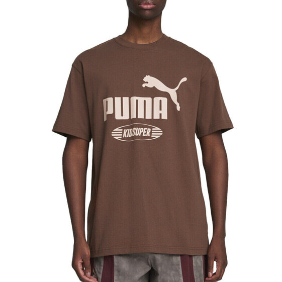 Puma Kidsuper X Graphic Crew Neck Short Sleeve T-Shirt Mens Brown Casual Tops 62