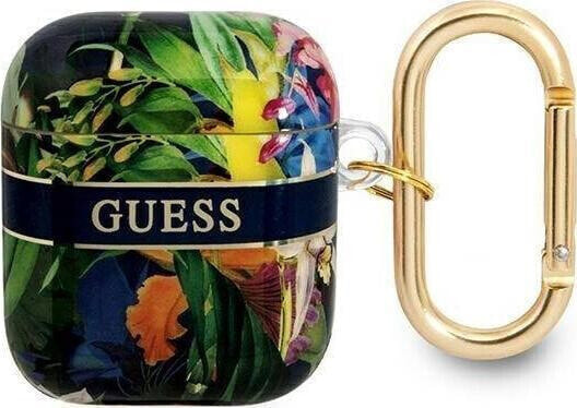 Guess Etui ochronne Flower Strap Collection do AirPods niebieskie