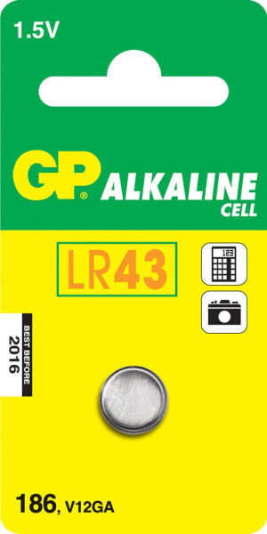 Одноразовая батарейка GP Battery Alkaline Cell 186 1.5 V 1 шт. из нержавеющей стали.