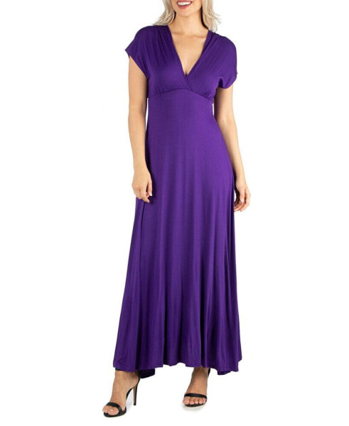 Women's Cap Sleeve V-Neck Maxi Dress