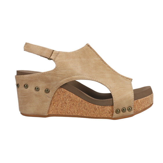 Corkys Carley Studded Wedge Womens Beige Casual Sandals 30-5316-TPSM