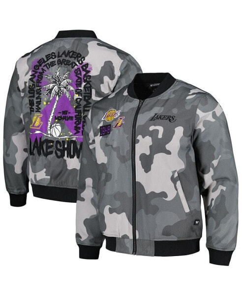 Куртка бомбер The Wild Collective мужская и женская серого цвета, Модель Los Angeles Lakers 2023/24 City Edition Camo.