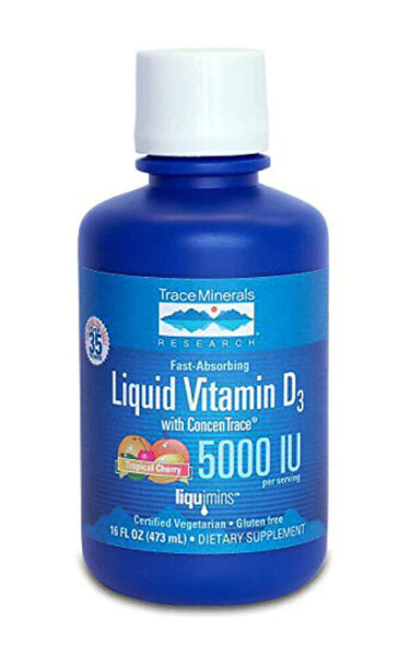 Trace Minerals Research Liquid Vitamin D3  Жидкий витамин D3 с ионными микроэлементами и вкусом вишни - 5000 МЕ - 473 мл