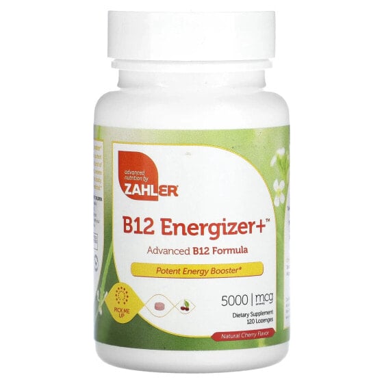 Zahler, B12 Energizer, витамин B12 и фолиевая кислота, натуральная вишня, 180 пастилок