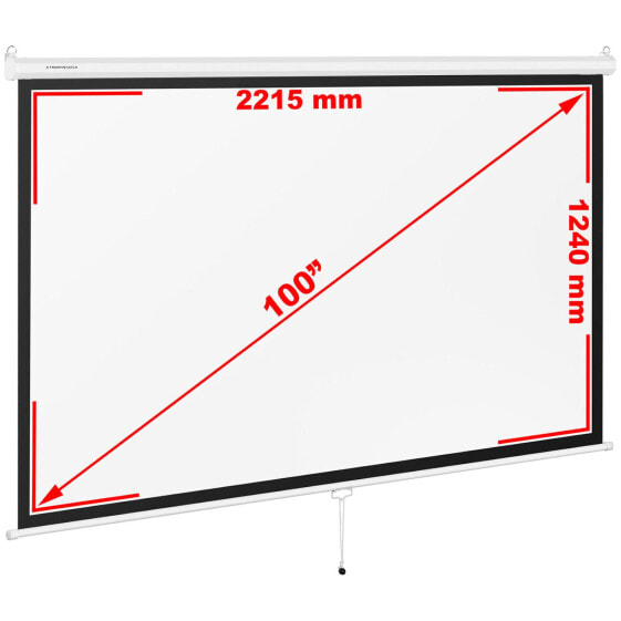 Ekran do projektora półautomatyczny ścienny sufitowy matowy biały 100'' 229.5x145 cm 16:9
