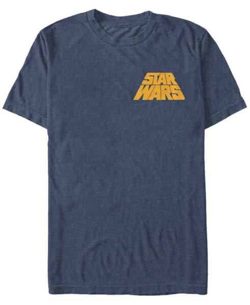 Star Wars Men's Distressed Tilted Yellow Logo Short Sleeve T-Shirt