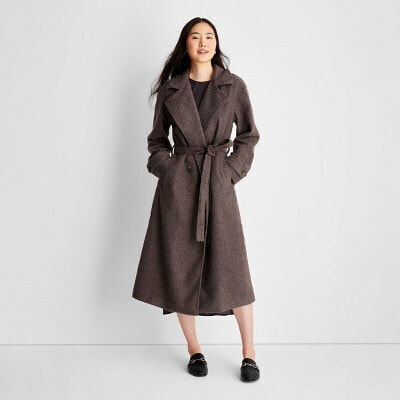 Women's Front-Tie Notched Lapel Double Breasted Long Coat - Future Collective