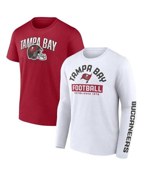 Men's Red, White Tampa Bay Buccaneers Long and Short Sleeve Two-Pack T-shirt